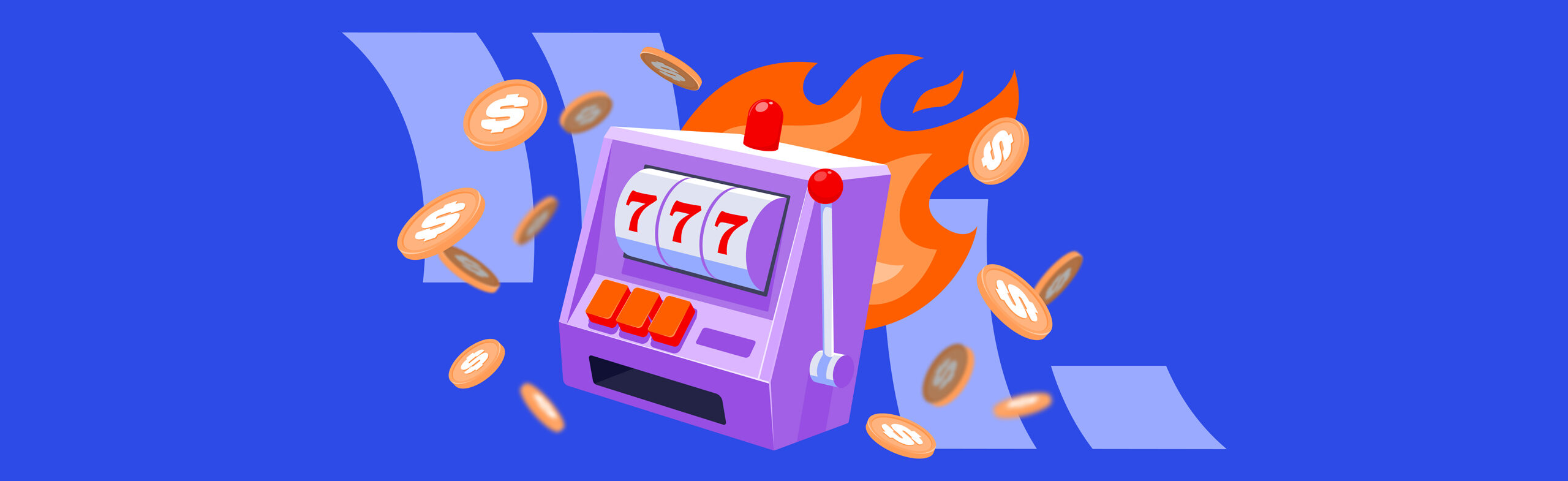 live rtp slot machine on fire with crypto coins bouncing around, in a colourful graphic style